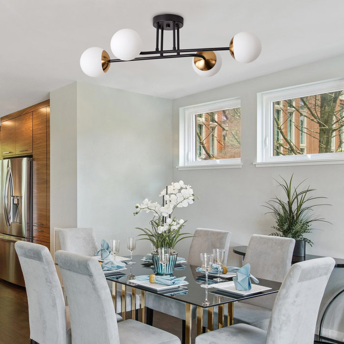 Willa Arlo Interiors 4Light Round Modern Semi Flush Mount Light